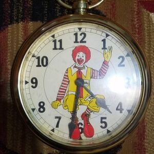 Vintage Ronald McDonald hanging wall clock.